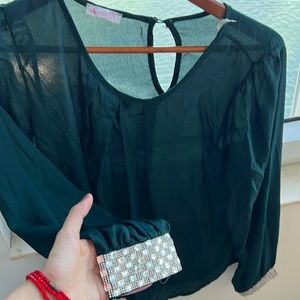 Dark green blouse with sparkles